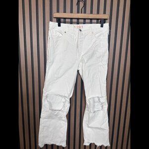 Free People Pants 28 Womens White Destroyed Knees High Rise Button Fly